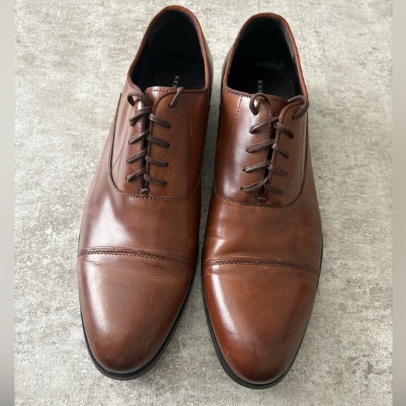 Kenneth Cole Men’s Leather Dress Lace Up Cap toe Oxfords Shoes In Size 12 - Picture 1 of 7
